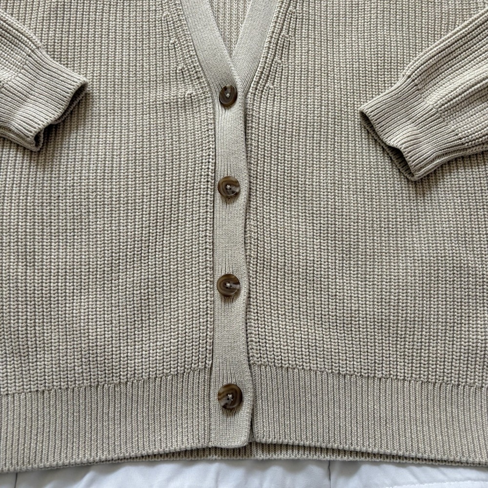 Quince Cardigan Organic 100% Cotton Oversized Boyfriend Beige Womens Large - Picture 2 of 7